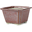 Square red brown bonsai pot by Tosui - 110 x 110 x 70 mm