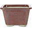 Square red brown bonsai pot by Tosui - 110 x 110 x 70 mm