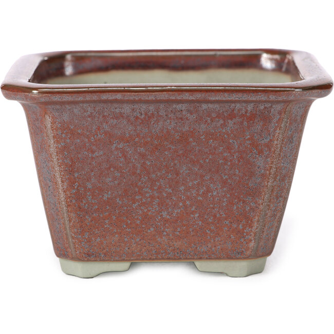 Square red brown bonsai pot by Tosui - 110 x 110 x 70 mm