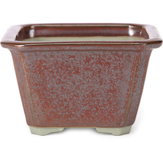 Vaso bonsai quadrato rosso marrone di Tosui - 110 x 110 x 70 mm