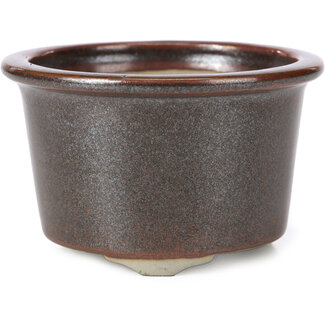 Tosui 113 mm round brown bonsai pot by Tosui, Japan