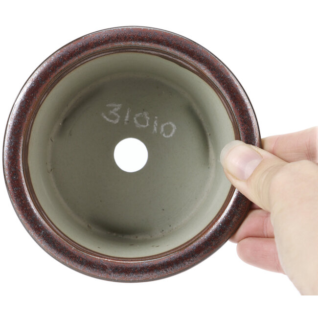 Vaso bonsai rotondo rosso di Tosui - 113 x 113 x 72 mm