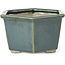 Hexagonal ocean green bonsai pot by Tosui - 125 x 106 x 68 mm