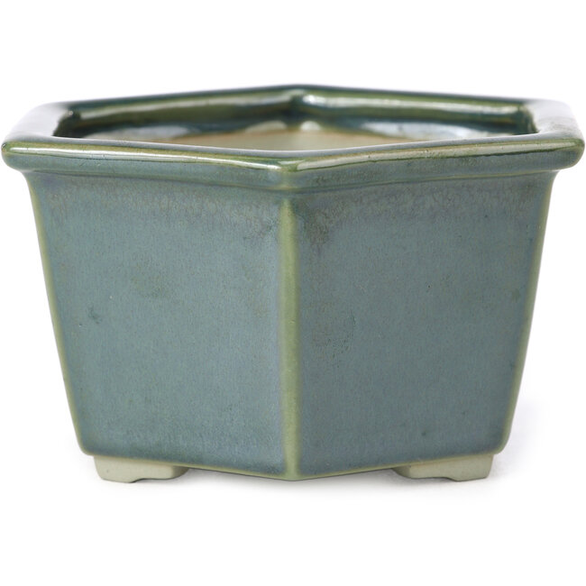 Maceta de bonsái hexagonal verde océano de Tosui - 125 x 106 x 68 mm