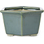 Hexagonal ocean green bonsai pot by Tosui - 125 x 106 x 68 mm