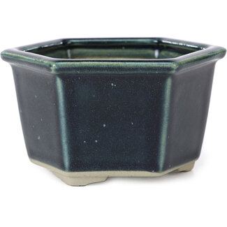  Tosui 125 mm hexagonal blue bonsai pot by Tosui, Japan