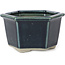 Sechseckige blaue Bonsaischale von Tosui - 125 x 106 x 68 mm
