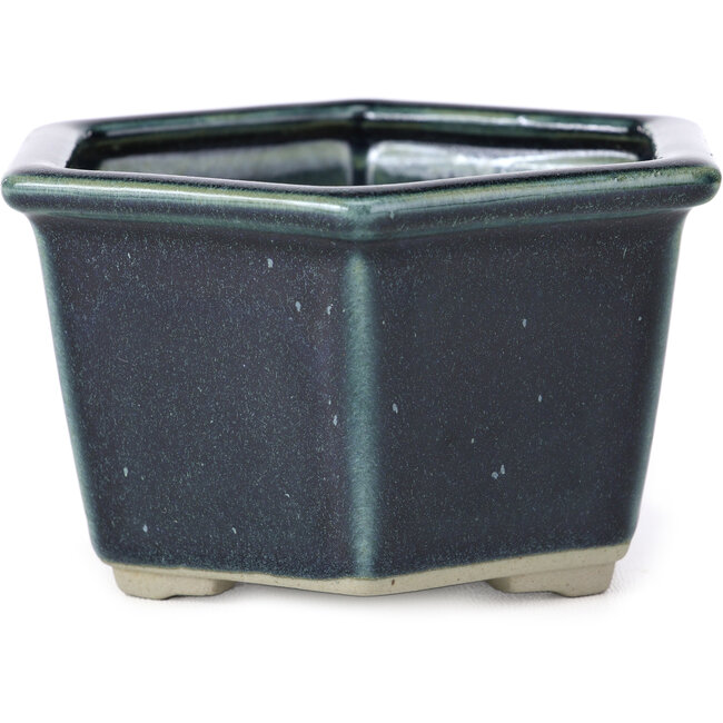 Pot à bonsaï hexagonal bleu par Tosui - 125 x 106 x 68 mm