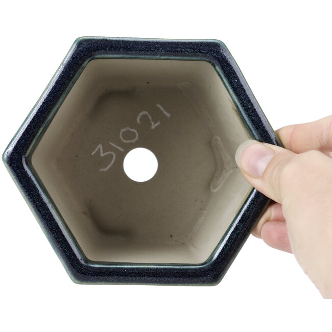 Maceta de bonsái azul hexagonal de Tosui - 125 x 106 x 68 mm