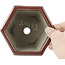 Hexagonal red bonsai pot by Tosui - 125 x 106 x 68 mm