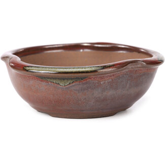 Koishiwara 127 mm round red and brown bonsai pot by Koishiwara, Japan