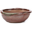 Round red and brown bonsai pot by Koishiwara - 127 x 123 x 44 mm