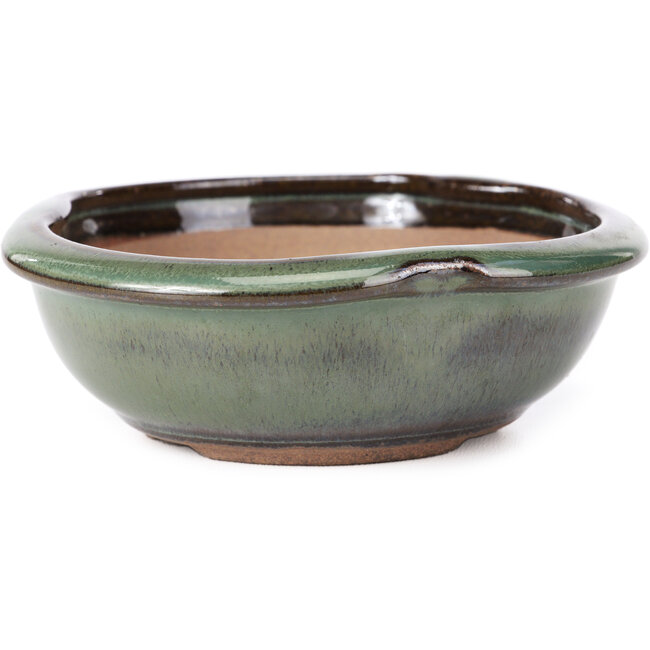 Pot à bonsaï rond vert par Koishiwara - 127 x 123 x 44 mm