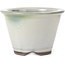 Round white with green blue stains bonsai pot by Koishiwara - 105 x 105 x 72 mm