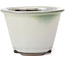 Vaso bonsai rotondo bianco con macchie verdi blu di Koishiwara - 105 x 105 x 72 mm