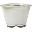 Vaso bonsai rotondo bianco con macchie verdi blu di Koishiwara - 105 x 105 x 72 mm