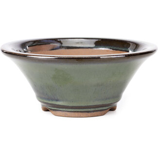 Koishiwara 152 mm round green bonsai pot by Koishiwara, Japan