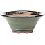 Round green bonsai pot by Koishiwara - 152 x 152 x 62 mm