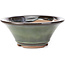 Round green bonsai pot by Koishiwara - 152 x 152 x 62 mm