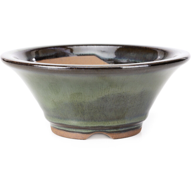 Ronde groene bonsai pot van Koishiwara - 152 x 152 x 62 mm