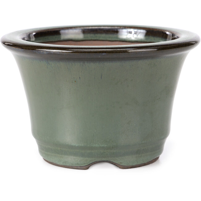 Ronde groene bonsai pot van Koishiwara - 118 x 118 x 78 mm
