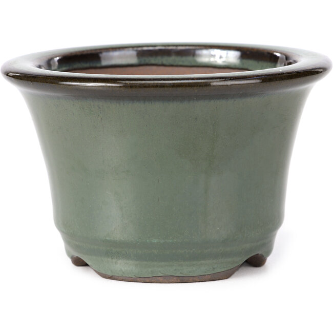 Maceta de bonsái verde redonda de Koishiwara - 118 x 118 x 78 mm