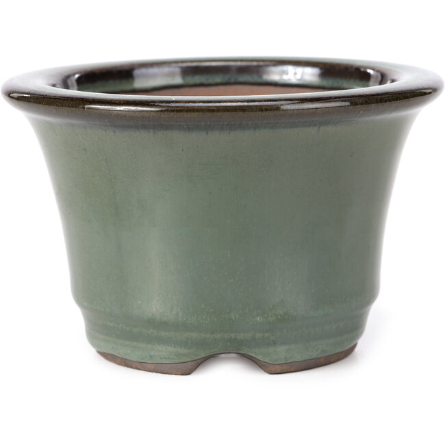 Pot à bonsaï rond vert par Koishiwara - 118 x 118 x 78 mm