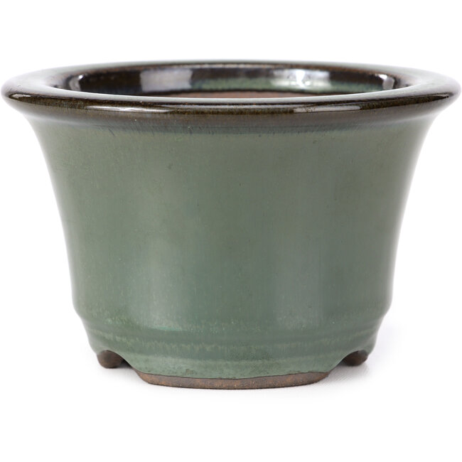 Pot à bonsaï rond vert par Koishiwara - 118 x 118 x 78 mm