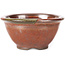 Pot à bonsaï rond rouge et marron par Koishiwara - 112 x 112 x 56 mm