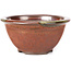 Round red and brown bonsai pot by Koishiwara - 112 x 112 x 56 mm