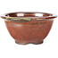 Round red and brown bonsai pot by Koishiwara - 112 x 112 x 56 mm