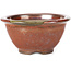 Round red and brown bonsai pot by Koishiwara - 112 x 112 x 56 mm