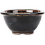 Round black brown with white spots bonsai pot by Koishiwara - 112 x 112 x 56 mm