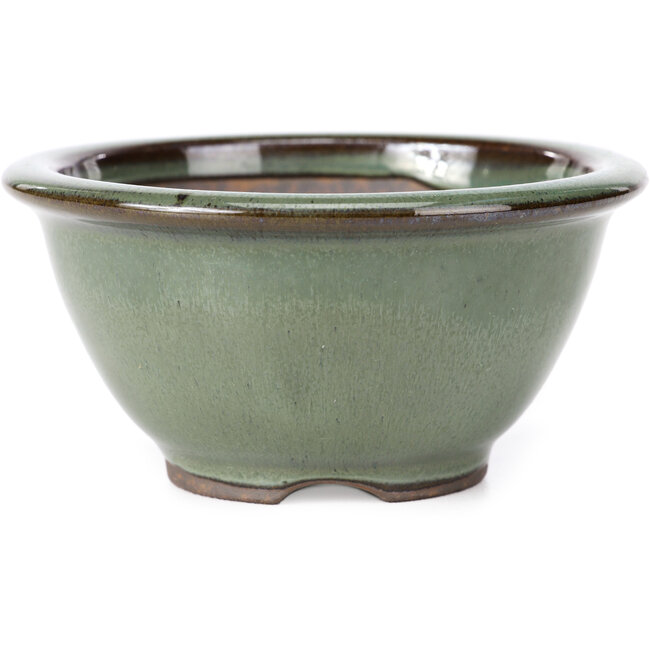 Pot à bonsaï rond vert par Koishiwara - 112 x 112 x 56 mm