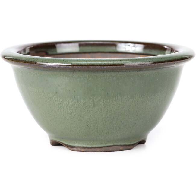 Pot à bonsaï rond vert par Koishiwara - 112 x 112 x 56 mm