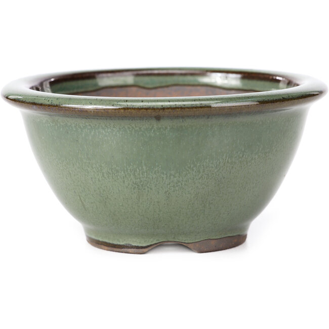 Vaso bonsai rotondo verde di Koishiwara - 112 x 112 x 56 mm