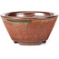 Round red and brown bonsai pot by Koishiwara - 103 x 130 x 50 mm