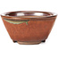 Round red and brown bonsai pot by Koishiwara - 103 x 130 x 50 mm