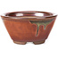 Round red and brown bonsai pot by Koishiwara - 103 x 130 x 50 mm