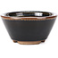 Pot à bonsaï rond brun noir à pois blancs par Koishiwara - 103 x 130 x 50 mm