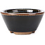 Vaso bonsai rotondo marrone nero con macchie bianche di Koishiwara - 103 x 130 x 50 mm