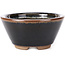 Vaso bonsai rotondo marrone nero con macchie bianche di Koishiwara - 103 x 130 x 50 mm