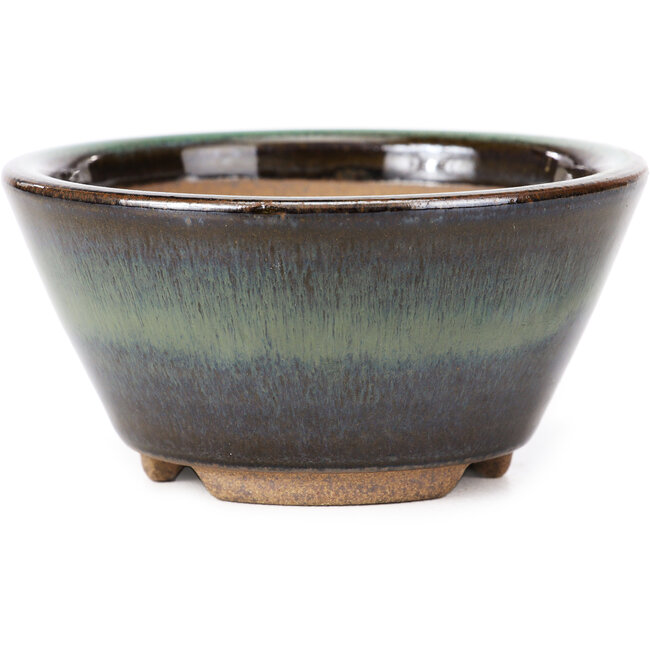 Pot à bonsaï rond vert par Koishiwara - 103 x 130 x 50 mm