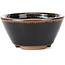 Round black brown with white spots bonsai pot by Koishiwara - 103 x 130 x 50 mm