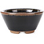 Round black brown with white spots bonsai pot by Koishiwara - 103 x 130 x 50 mm