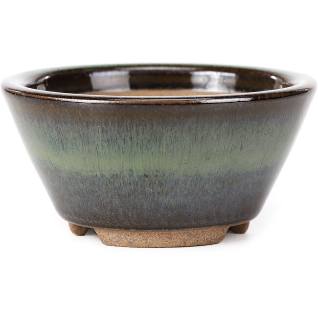 Vaso bonsai rotondo verde di Koishiwara - 103 x 130 x 50 mm