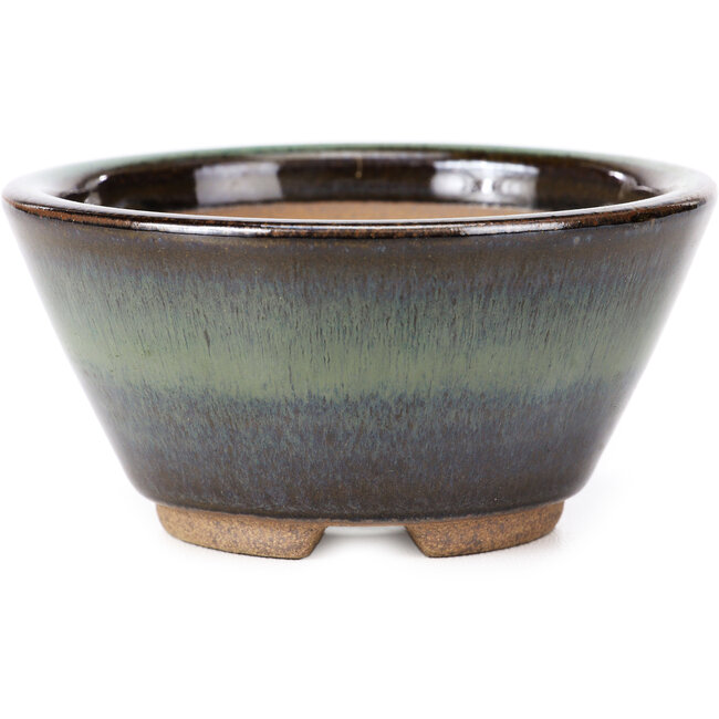 Maceta de bonsái verde redonda de Koishiwara - 103 x 130 x 50 mm