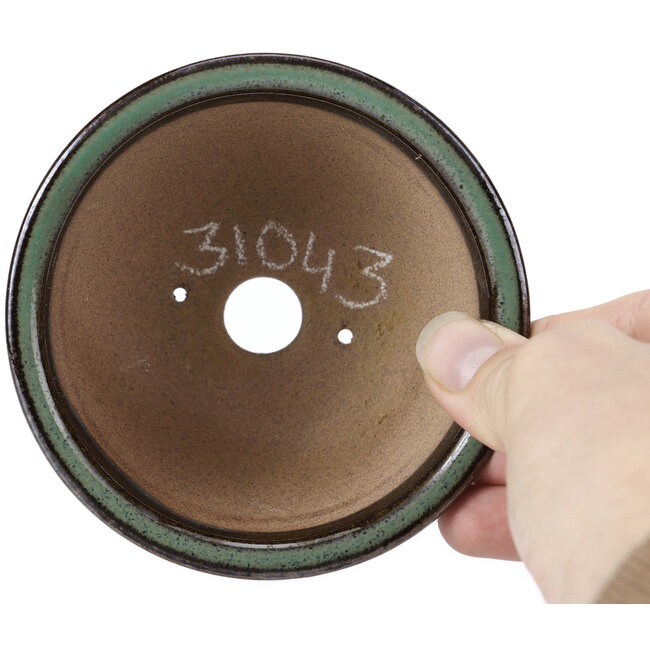 Pot à bonsaï rond vert par Koishiwara - 103 x 130 x 50 mm