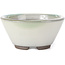 Ronde wit met groen blauwe vlekken bonsai pot van Koishiwara - 103 x 130 x 50 mm