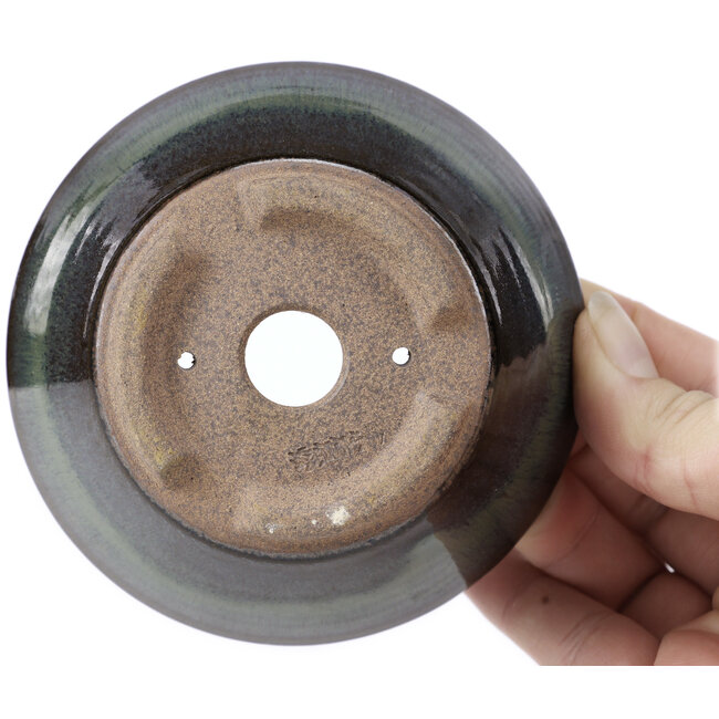 Maceta de bonsái verde redonda de Koishiwara - 103 x 130 x 50 mm